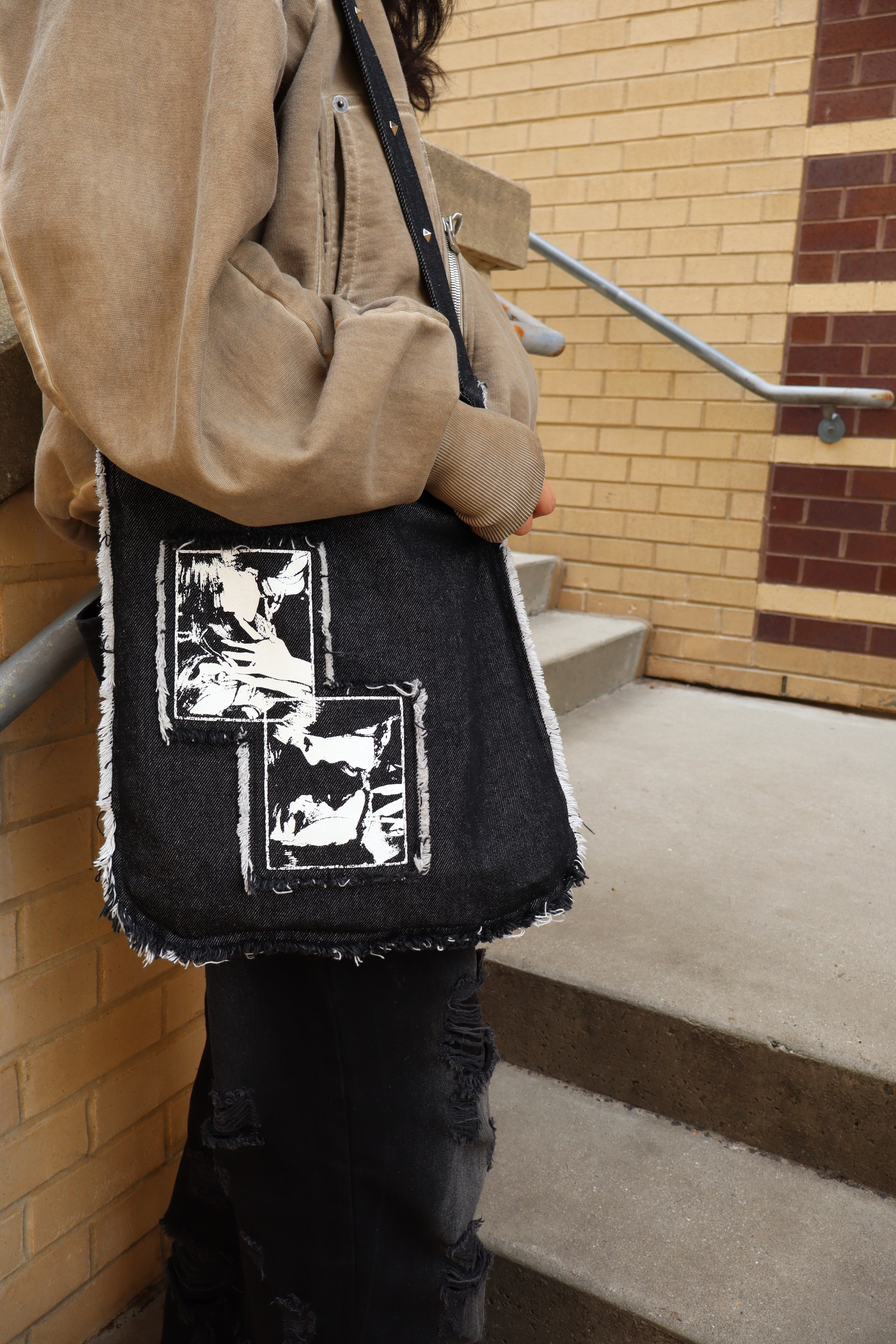 *AGL Black Denim Tote Bag